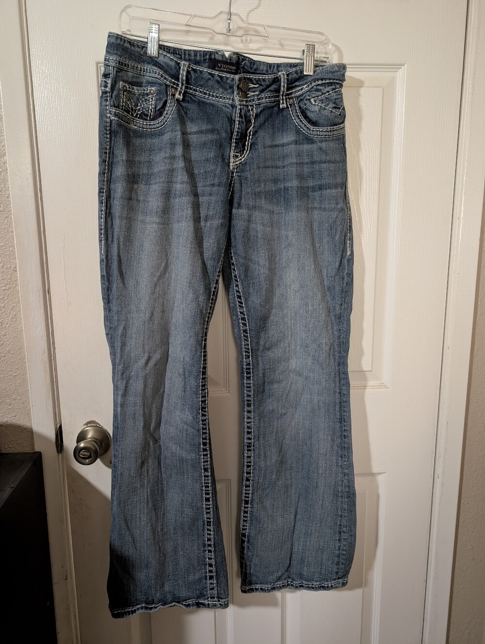 Vigoss Women's Bootcut Jeans Size 16 Medium Wash Stretch Flap Pocket